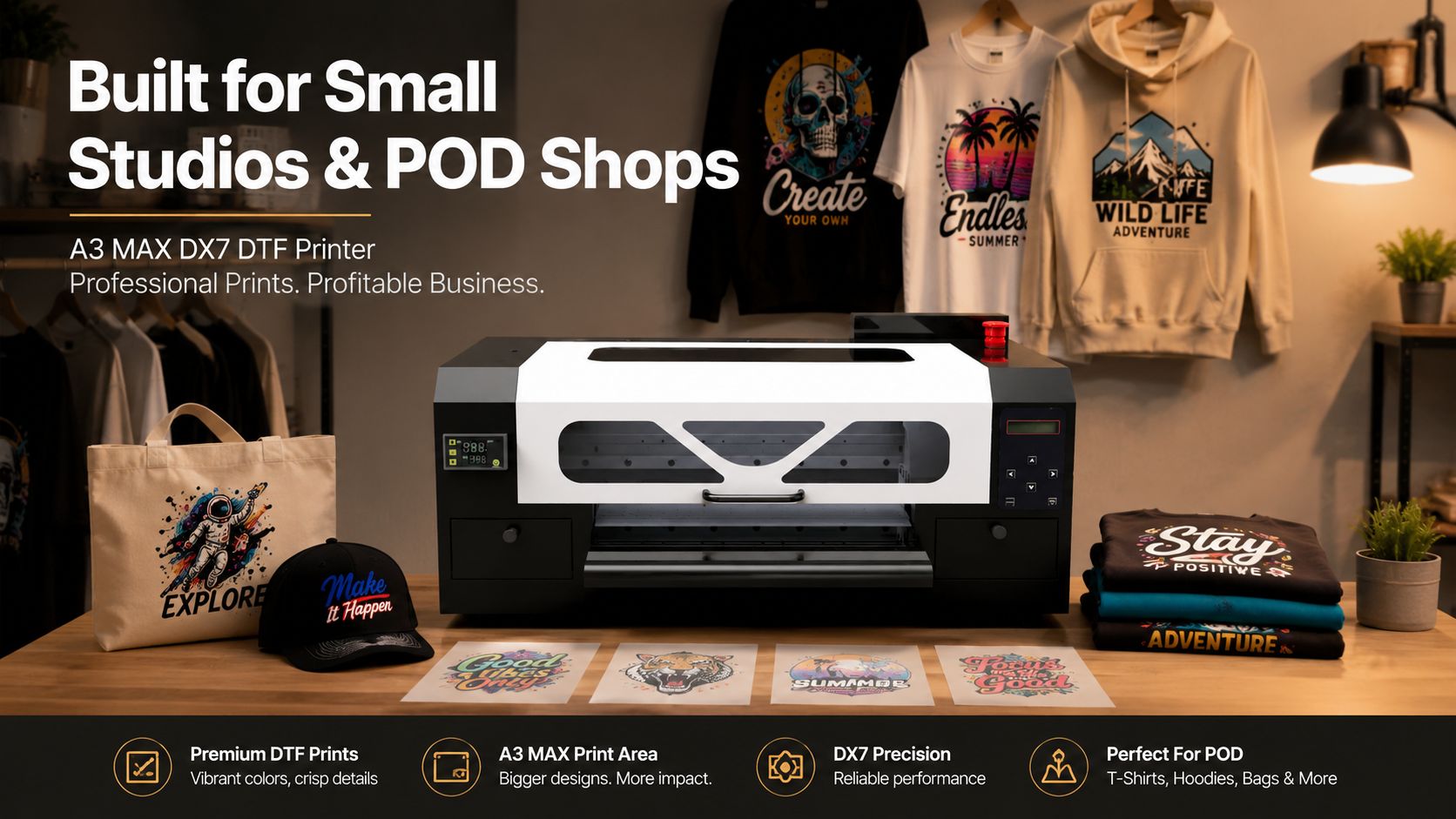 DTF printer for POD shops and small studios