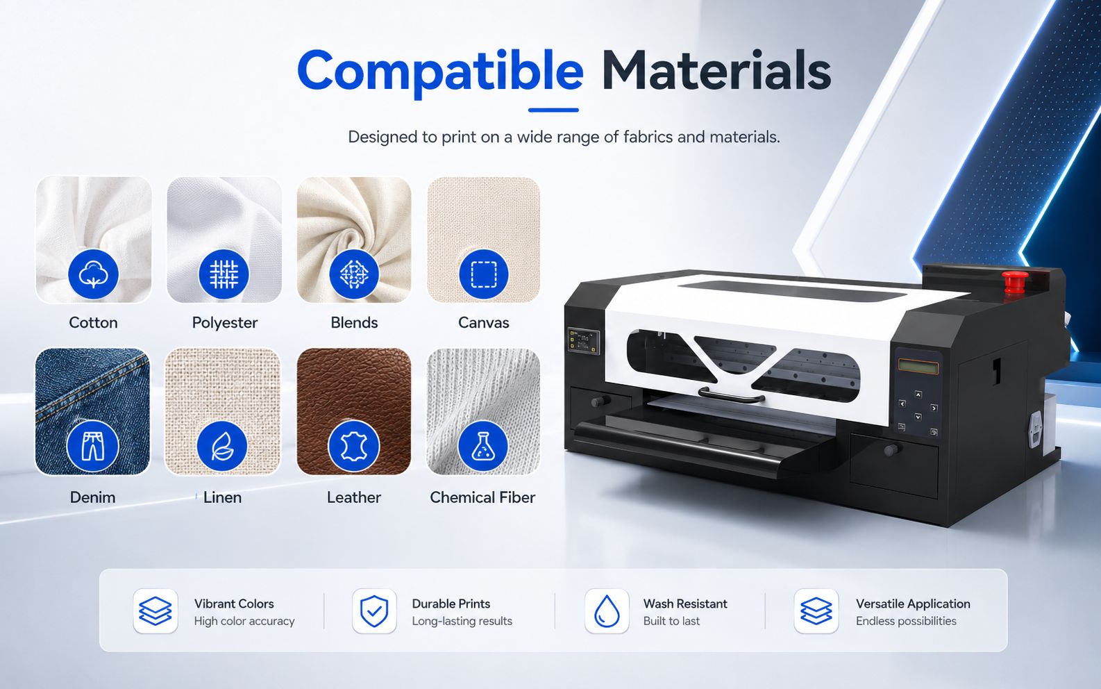 Compatible textile materials for DTF printing