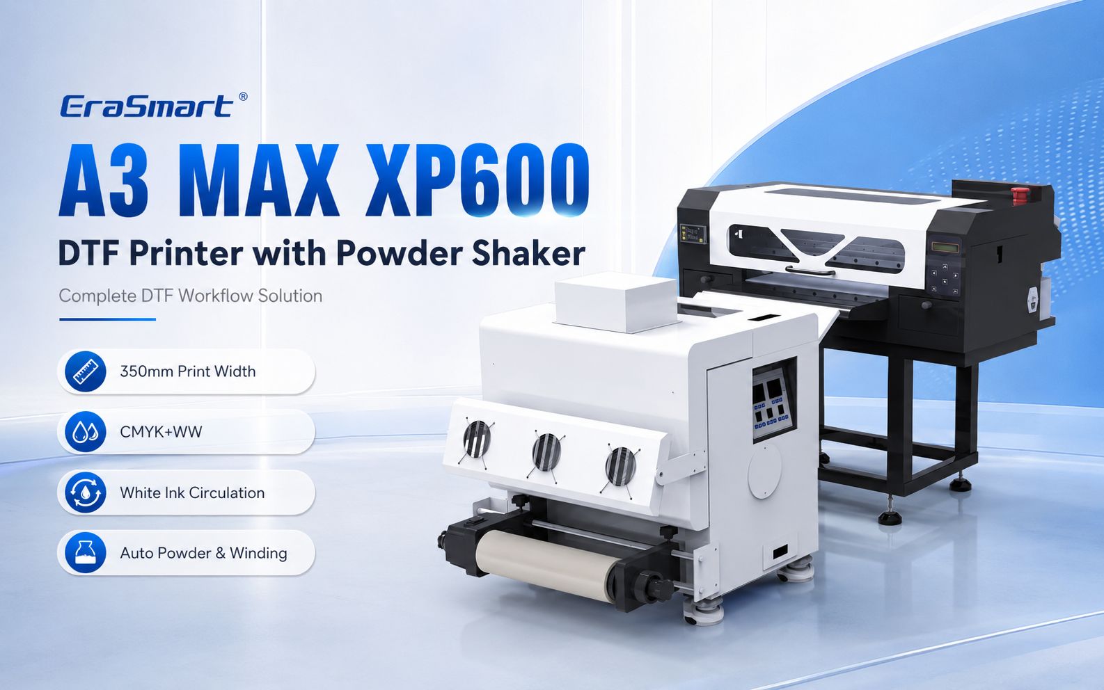 A3 MAX XP600 DTF Printer with Powder Shaker complete DTF workflow solution