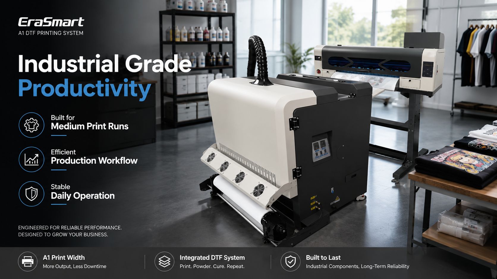 Industrial productivity of EraSmart A1 DTF printer